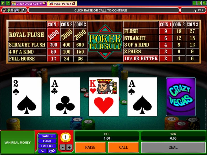 Видеопокер Видеопокер покер персьют - Poker Pursuit